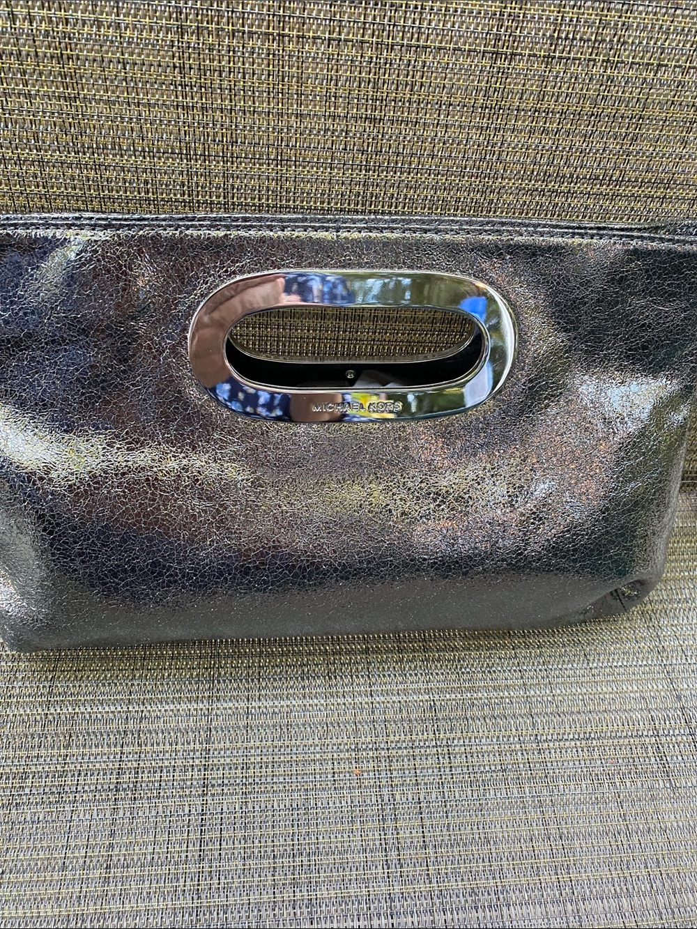 Michael Kors Iridescent Metallic Silver Handheld Clutch - Picture 3 of 4